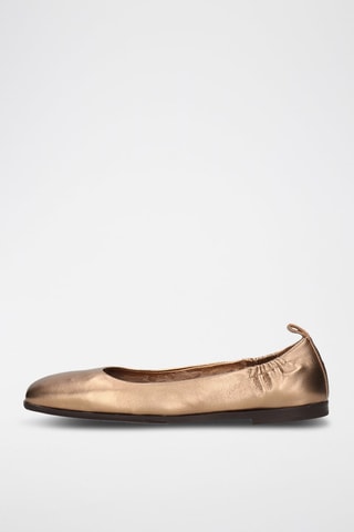 Ballerines fourrées en cuir de mouton Livia - Doré