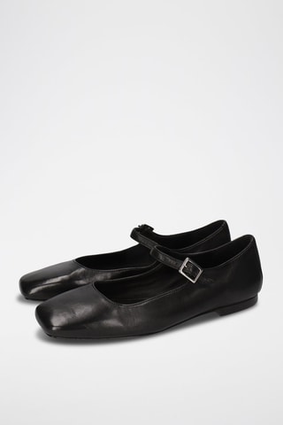 Babies en cuir de mouton Livia - Noir