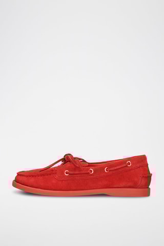 Chaussures bateau en nubuck Baxter - Rouge