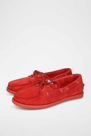 Chaussures bateau en nubuck Baxter - Rouge