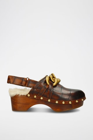 Sabots à talons en cuir Flora 1 - Marron