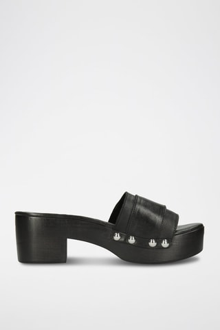 Sabots à talons en cuir Layla 1 - Noir