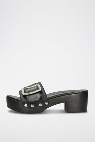 Sabots à talons en cuir Layla 1 - Noir