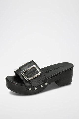 Sabots à talons en cuir Layla 1 - Noir