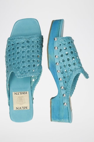 Sabots à talons en cuir Maria 1 - Bleu