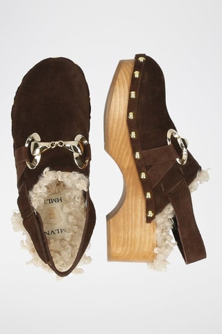  Sabots à talons en cuir Flora 1 - Marron 