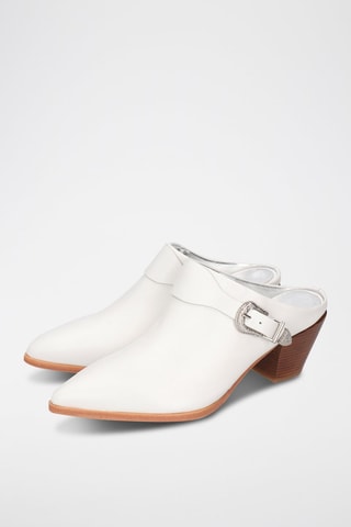Mules à talons en cuir de mouton Finja 7 - Blanc