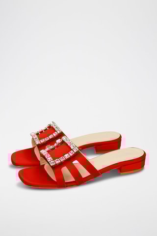 Mules à talons en nubuck Eugenie - Rouge