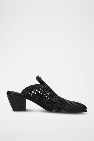 Mules à talons en cuir Finja - Noir