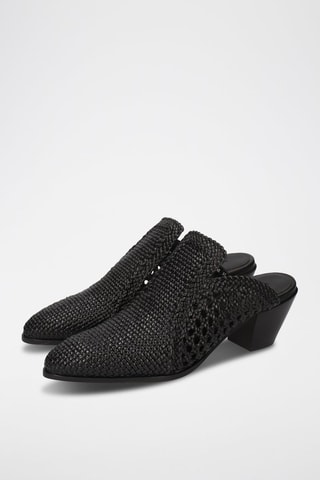 Mules à talons en cuir Finja - Noir