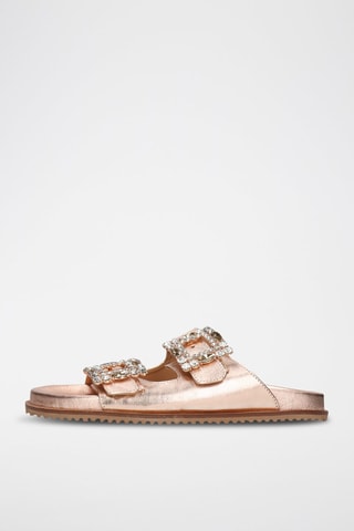 Mules en cuir Eve - Doré rose