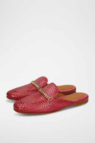 Mules en croûte de cuir Scarlett - Rouge