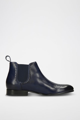 Bottines Chelsea en cuir Sally - Bleu marine