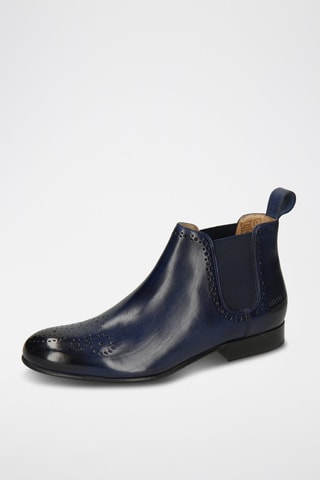 Bottines Chelsea en cuir Sally - Bleu marine
