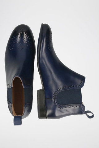 Bottines Chelsea en cuir Sally - Bleu marine