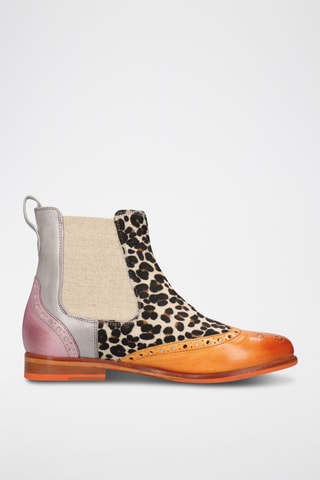 Bottines Chelsea en cuir et nubuck Selina 29 - Ecru et camel