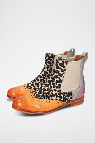 Bottines Chelsea en cuir et nubuck Selina 29 - Ecru et camel