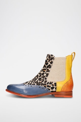 Bottines Chelsea en cuir et nubuck Selina - Jaune et bleu cobalt