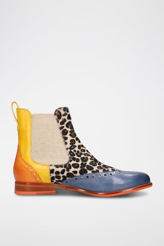 Bottines Chelsea en cuir et nubuck Selina - Jaune et bleu cobalt