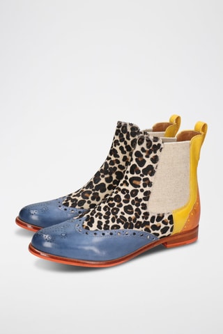 Bottines Chelsea en cuir et nubuck Selina - Jaune et bleu cobalt