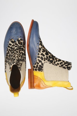 Bottines Chelsea en cuir et nubuck Selina - Jaune et bleu cobalt