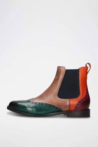 Bottines Chelsea en cuir Selina - Vert foncé et et orange