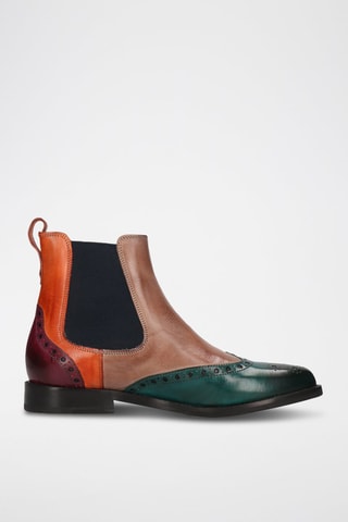 Bottines Chelsea en cuir Selina - Vert foncé et et orange