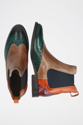 Bottines Chelsea en cuir Selina - Vert foncé et et orange
