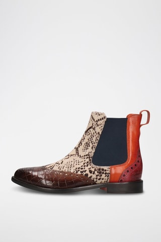 Bottines Chelsea en cuir Selina - Marron et orange