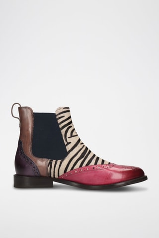 Bottines Chelsea en croûte de cuir Selina - Fuchsia et taupe