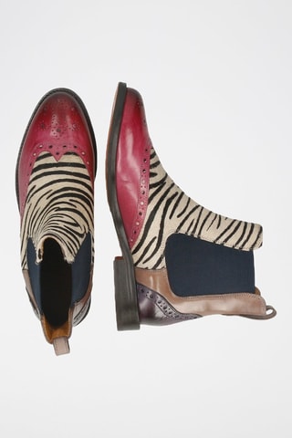 Bottines Chelsea en croûte de cuir Selina - Fuchsia et taupe