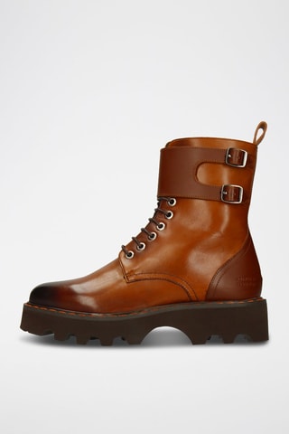 Bottines en croûte de cuir Megan - Beige