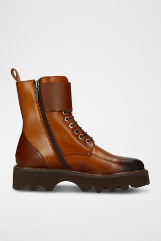 Bottines en croûte de cuir Megan - Beige