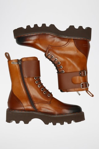 Bottines en croûte de cuir Megan - Beige