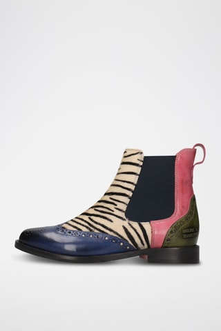 Bottines Chelsea en croûte de cuir Selina - Bleu foncé