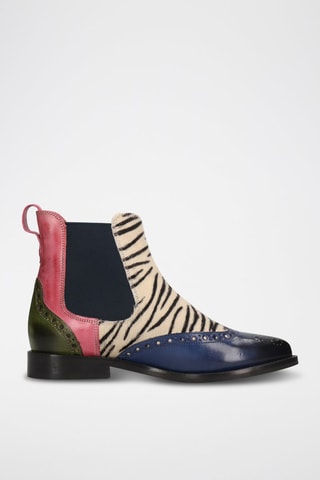 Bottines Chelsea en croûte de cuir Selina - Bleu foncé