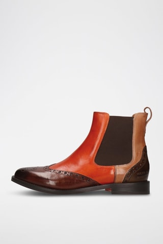 Bottines Chelsea en croûte de cuir Selina - Orange et marron foncé