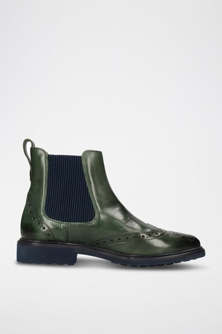 Bottines Chelsea en croûte de cuir Selina - Vert foncé