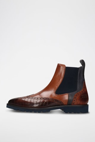 Bottines Chelsea en cuir Emil - Marron et bleu marine