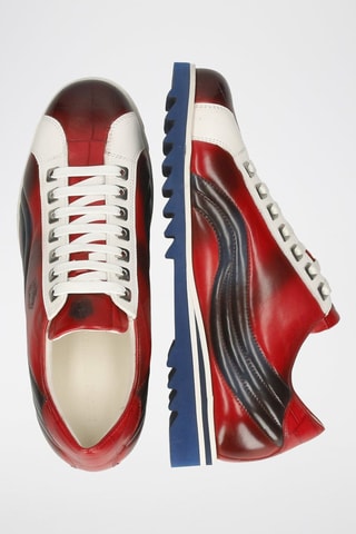 Baskets en cuir Hadrian - Rouge et bleu marine