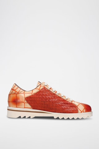 Baskets en cuir Hadrian - Blanc et orange