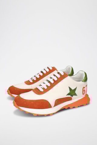 Baskets en cuir Richmond - Beige et orange