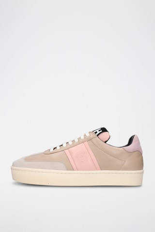 Baskets en cuir et nubuck Amira - Rose poudré et beige
