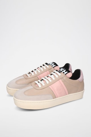 Baskets en cuir et nubuck Amira - Rose poudré et beige