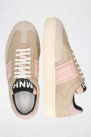 Baskets en cuir et nubuck Amira - Rose poudré et beige