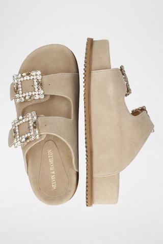 Mules plateformes en cuir de chèvre nubuck Eve - Nude