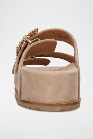 Mules plateformes en cuir de chèvre nubuck Eve - Taupe