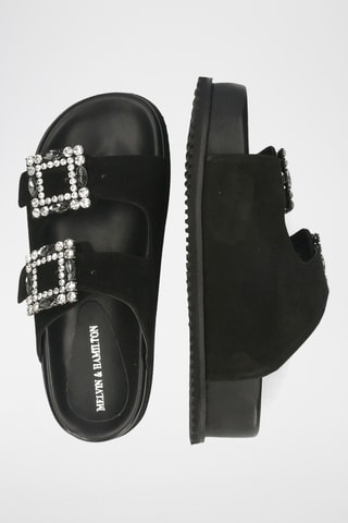 Mules plateformes en cuir de chèvre nubuck Eve - Noir