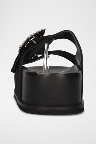 Mules plateformes en cuir de chèvre nubuck Eve - Noir