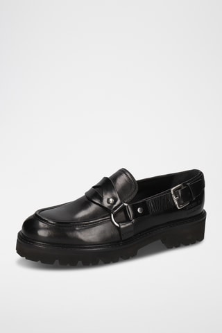 Mocassins plateformes en cuir Regine - Noir